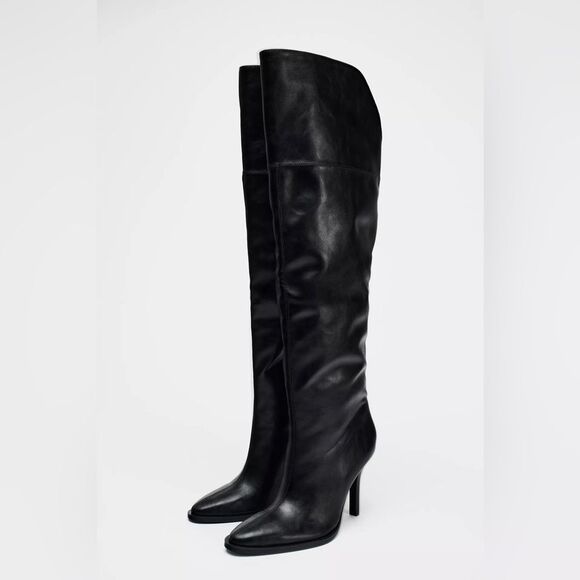 ZARA XL OVER THE KNEE HEELED BOOTS - Picture 4 of 7